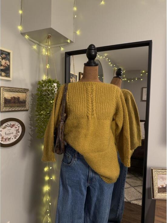 Sweaters - Mustard Ribbed Hand Knit Sweater 🍂